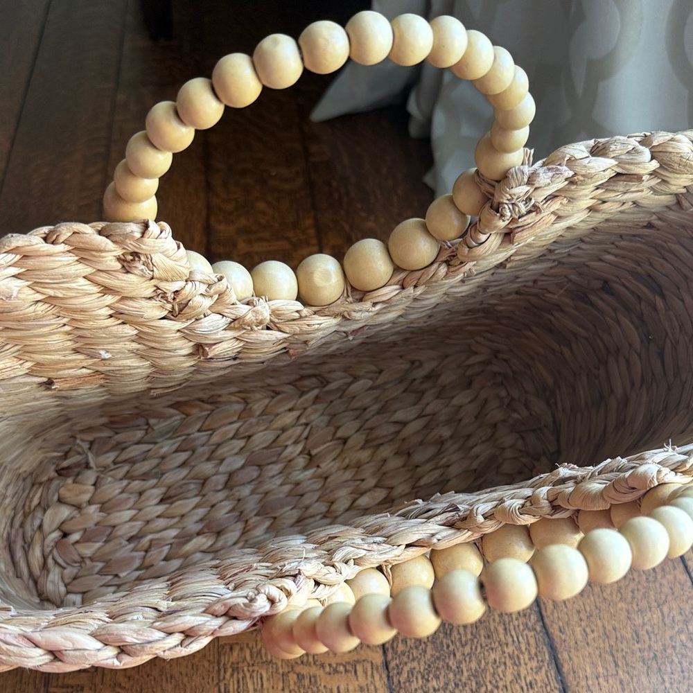 a new day Natural Straw Tote with Wooden Bead Handles - Picture 3 of 4